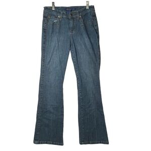 Shampoo Womens Bootcut Jeans Sz 7/8 Blue Denim Y2K Flap Embroidered Pocket